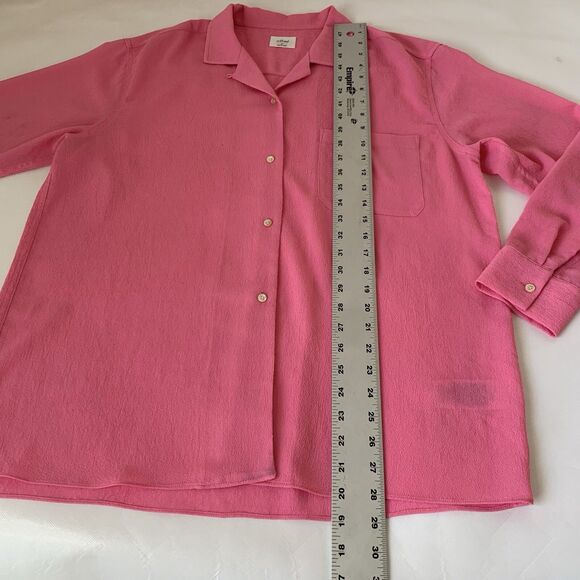 Aritzia Wilfred Blouse Women M Pink Crepe Relaxed Button-Up Flowy Preppy Career - Picture 6 of 8